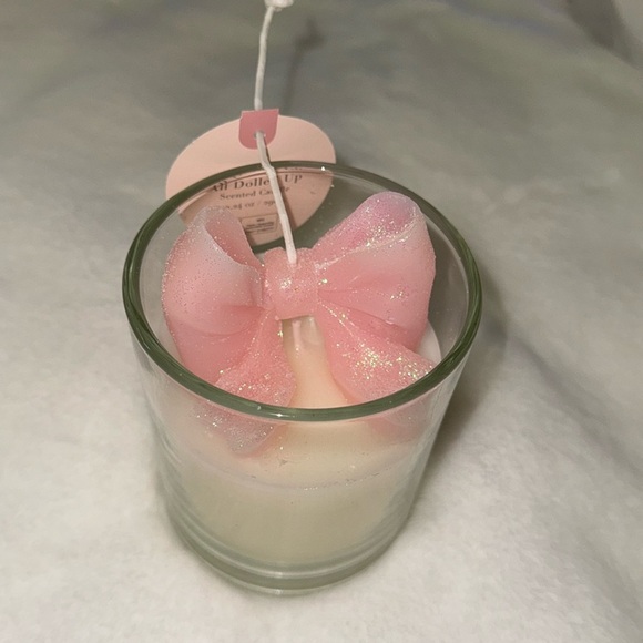 NEW Sincerely Jules Home Pink glitter Bow Christmas 3D Candle - Picture 2 of 10